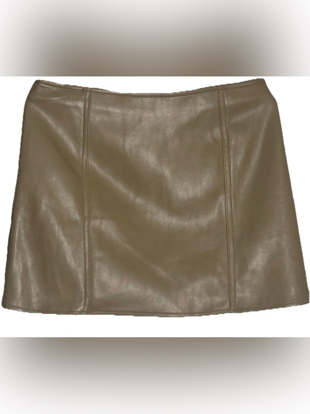 Olivaceous Faux Leather Mini Skirt Taupe Beige Club Y2K Women Large